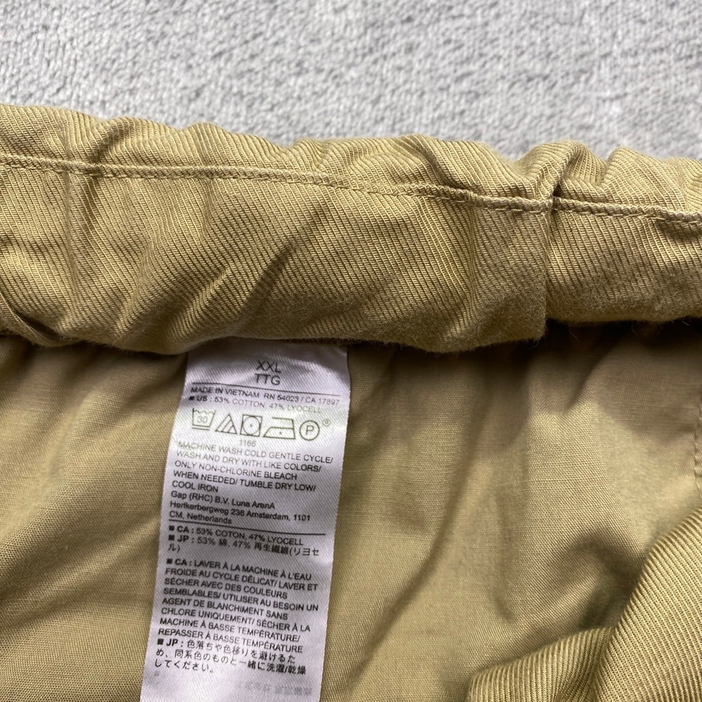 Banana Republic XXL Wide Leg High Rise Cargo Pants Tan Khaki Ankle Drawstring - Picture 6 of 10